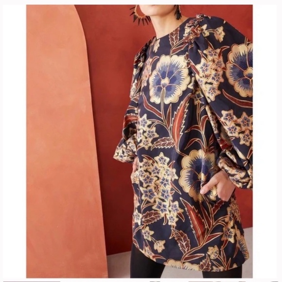 Ulla Johnson Floral Mini Dress - Navy and Gold - Picture 13 of 16